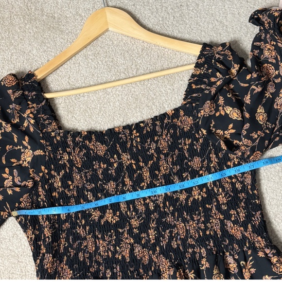 NWT Nanette Lepore Midi Dress Black Orange On/ Off Shoulder Shirred Bodice Sz 16 - Picture 12 of 15